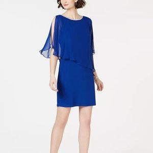 Rhinestone-Trim Chiffon Popover Dress